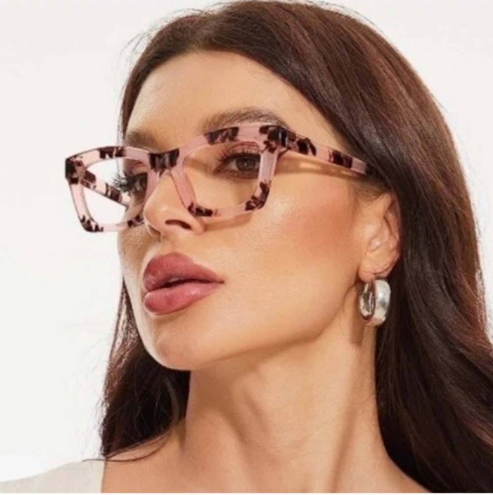 +3.00 Square reading glasses Oprah style Blue light blocking readers